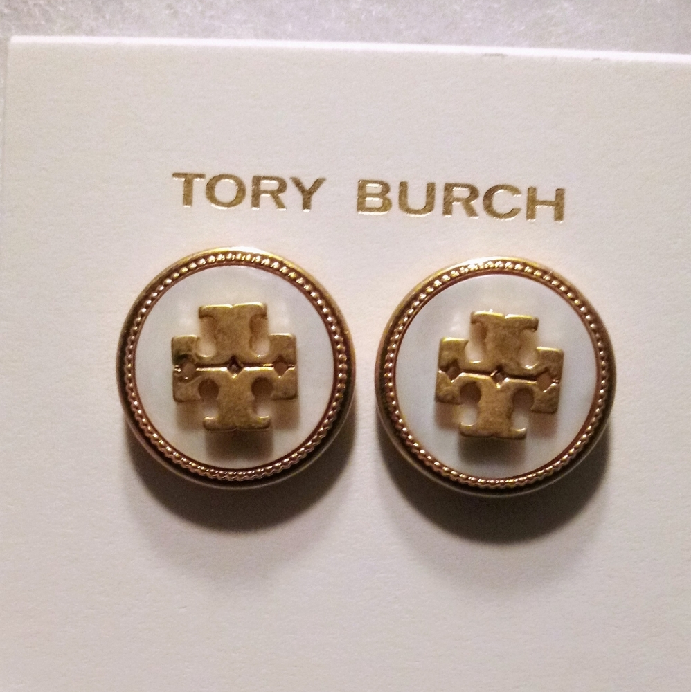Tory Burch Semi-Precious Mother Of Pearl Earrings